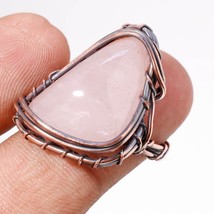 Rose Quartz Gemstone Handmade Fashion Copper Wire Wrap Ring Jewelry 6.50&quot; SA 117 - £4.00 GBP