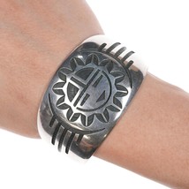 6.75&quot; Bernard Dawahoya (1936-2010) Hopi Overlay silver cuff bracelet with - £901.91 GBP