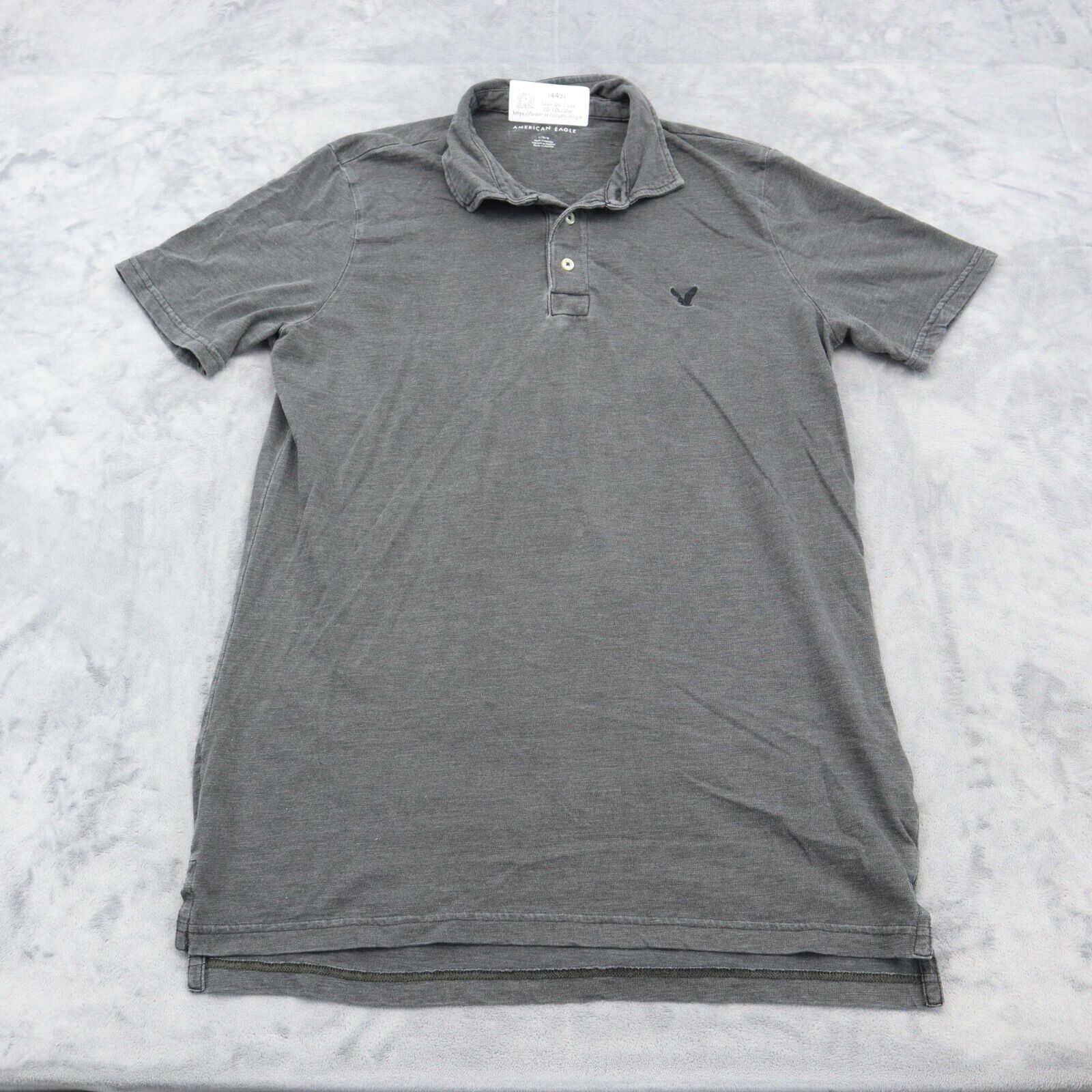 Primary image for American Eagle Shirt Mens L Gray Polo Chest Button Short Sleeve Collared Top