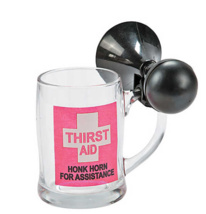 Thirst Aid - First Aid - Fun Beer Mug with Horn  - Honk Horn For Assista... - £14.73 GBP