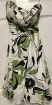 Vintage Ruby Rox Strapless Mini Summer Formal Vacation Dress Sz 9 Green Brown Wh - £52.86 GBP