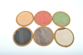 kilim coaster, rug kilim coasters, art costers, leather coaster, set 6 pcs,97 - £23.18 GBP