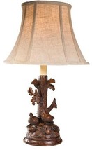 Sculpture Table Lamp Quail Birds Hand Painted OK Casting 1-Light Linen Shade - £454.74 GBP