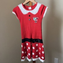 Disney Girls Medium (7-8) Minnie Mouse Christmas Red Sweater Dress Knit - £12.44 GBP