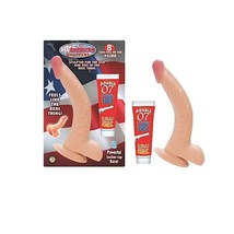 All Amer Whopper 8in Curved Dong w/Balls - $31.89