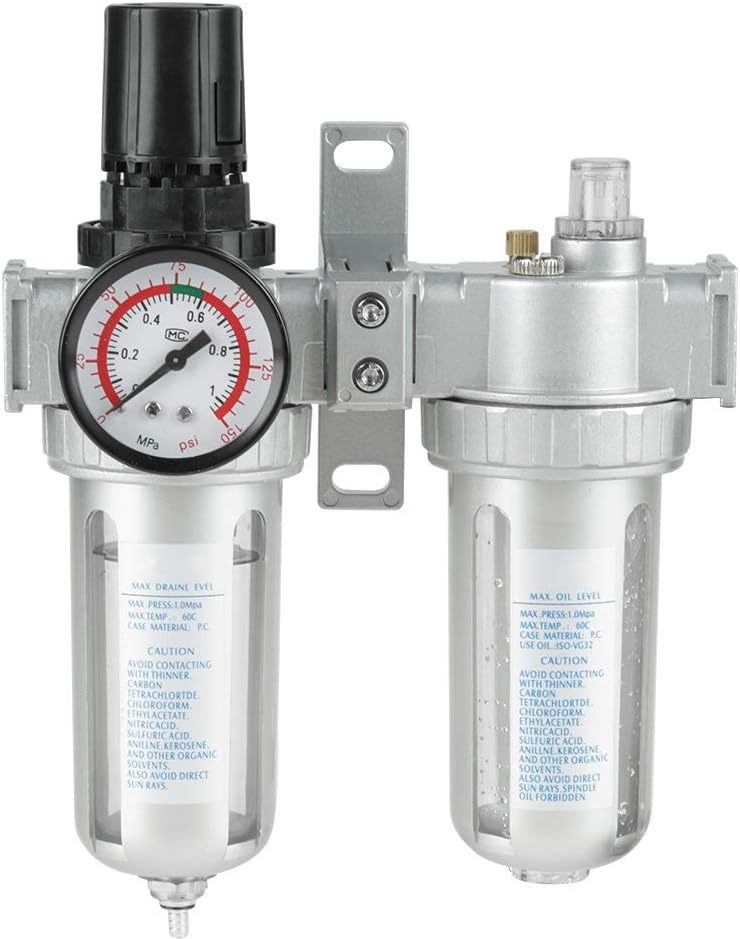 Ywbl-Wh 1/2&quot; Air Filter Press Regulator And Lubricator Gauge Kit Trap Oi... - $41.99