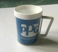 Vintage PPG industries blue white plastic mug cup Pittsburgh paint glass... - €17,15 EUR