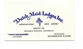 Dutch Maid Lodges Business Card Woodbridge New Jersey Opposite Howard Jo... - $11.88