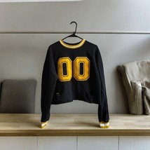 Forever 21 BLUE YELLOW Distressed Varsity PULLover  SWEATSHIRT Women’s S/M - $13.39