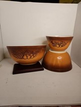 Pyrex by corning Mixing/nesting Bowl Set Brown Orchard 401,402,403 USA - £29.30 GBP