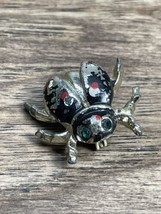 Vintage Black Red White Enamel Beetle Bug Lady Bug Brooch Pin Estate Jew... - $147.44 MXN