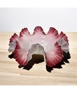 Brides Bowl Victorian Glass Cranberry Pink  Ruffled  White Milk Vintage ... - $94.84 CAD