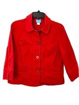Lark Lane Womens Size 8 Red Denim Spilt Cuff Long Sleeve Button Up Jean ... - £15.60 GBP