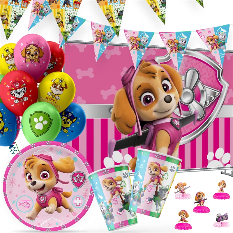 New Paw Patrol Skye Party Supplies Disposable Tableware Set Paper Plates C - £7.10 GBP+
