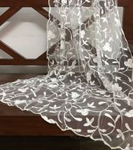 White Net, Mesh, Tulle Embroidered Bridal Fabric, Veil, Wedding Fabric - DP003 - £8.59 GBP