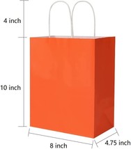 100 Pcs Orange 8x4.75x10 Medium Gift Bags with Handles, Birthday Gift Bags - £29.31 GBP