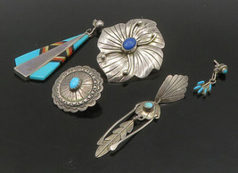 ZUNI NAVAJO 925 Silver - Vintage Multi-Stone Lot Single Earrings - EG11225 - £92.18 GBP