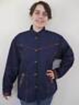 Vintage Ethnic Hippie Boho Wool Cotton Lined Navy Blue Jacket Coat Womens M-L 42 - £29.53 GBP