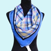 Kate Spade Scarf Sapphire Haze Garden Plaid 100% Silk Square Scarf Color... - $64.01