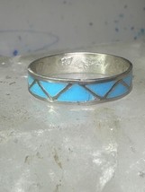 Vintage Zuni ring reconstituted turquoise size 11.5 wedding band sterlin... - $28.71