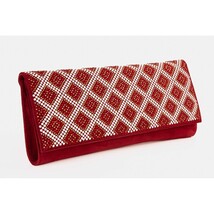 The Nampula Red Glitter Suede Leather Clutch image 4