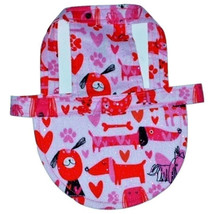 Pink Puppies and Hearts Sparkle Cotton Dog Hat Cap Sun Visor -Size Large - $8.91