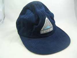 Vintage Tristar Triangular Patch Hat Dark Blue Corduroy Snapback Baseball Cap - £18.05 GBP