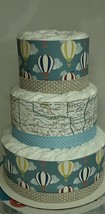 Adventure Awaits Theme Baby Shower Blue , Tan And Teal Diaper Cake Centerpiece - £51.06 GBP