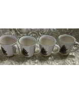 Set of 4 Pfaltzgraff Christmas Heritage Tree 4 1/8&quot; Tall Coffee Tea Cups... - $22.77