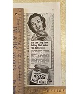 Vintage Print Ad B&amp;M Baked Beans Wide Eyed Happy Woman Portland ME 6.25&quot;... - £6.89 GBP