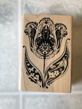 Tulip wood mount rubber stamp Inkadinkado flower spring bird silhouette ... - $15.04