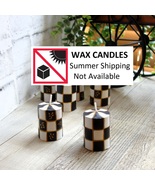 Courtly Whimsy Candle Black White Check Tall Tealight Candle Checked Votive - £8.62 GBP
