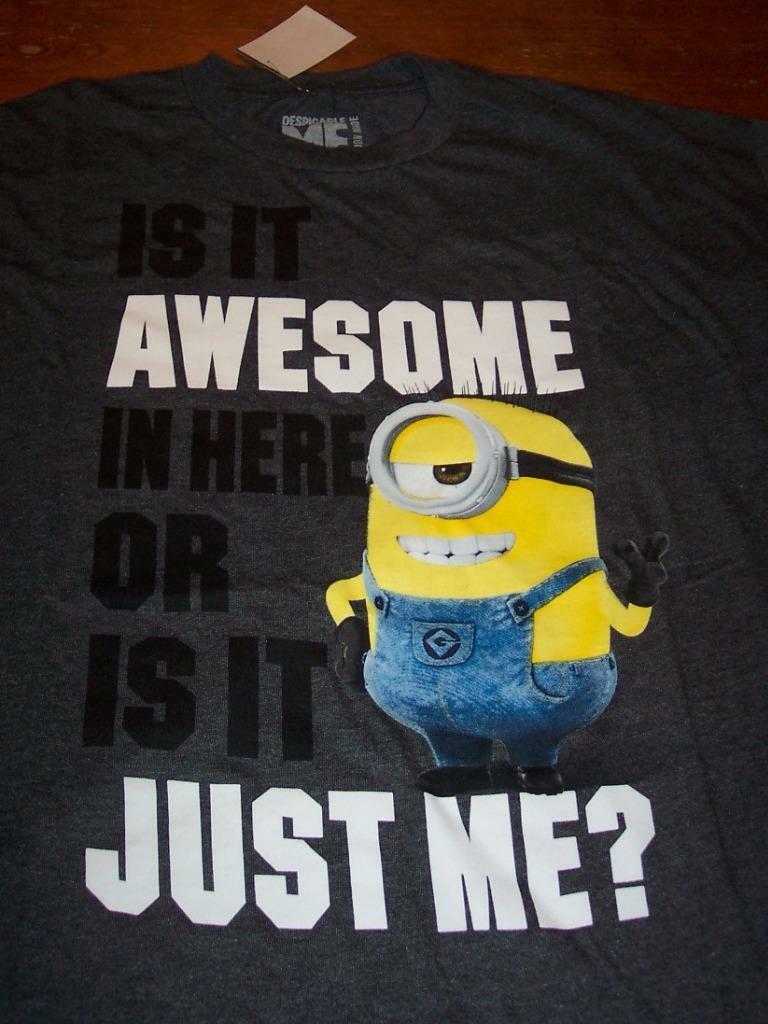Primary image for DESPICABLE ME STUART MINION IS IT AWESOME IN HERE T-Shirt XL NEW Minions