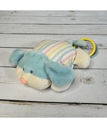 Eden Soft Blue Puppy Dog Plush Baby Rattle Toy With Pastel Stripes Rings... - £51.46 GBP