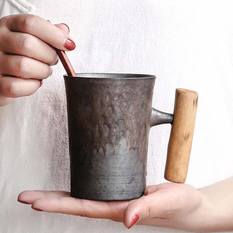 Japanese Vintage Ceramic Tea Cup Set with Wood Handle - $32.99+