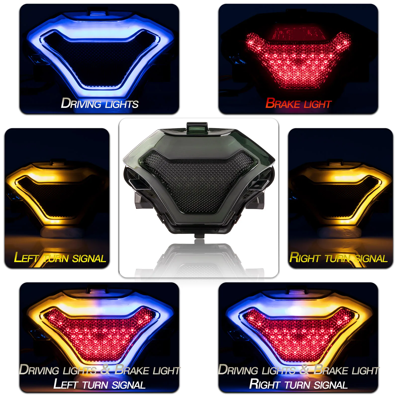 Motorcycle ke Light Tail Lamp with LED Turn Signals   YZF R3 R25 Y15ZR MT07 FZ07 - £265.16 GBP