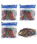 3 Bags Bazic Multicolor Rubber Bands School Home Office Assorted Dimensions - £15.68 GBP