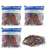 3 Bags Bazic Multicolor Rubber Bands School Home Office Assorted Dimensions - £30.21 GBP