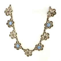 Vtg Sterling WRE W.E. Richards Designer Floral Ornate Moonstone Necklace 14 1/2 - £139.24 GBP