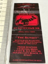 Vintage Matchbook The Sunset Restaurant &amp; Lounge Panama City Bch, FL  gm... - £11.09 GBP