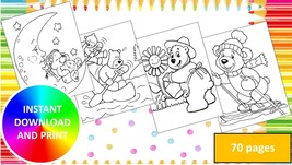 Bear Coloring - 70 Pages | Coloring Activity | Instant Download | Printable Colo - £4.78 GBP