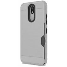 for LG K40 Brushed Metal Card Holding Carrying Case SILVER - £4.68 GBP