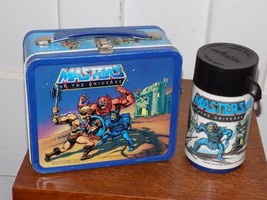 Vintage 1983 Masters of the Universe Metal Embossed Lunchbox with Thermos - $1,199.48 MXN
