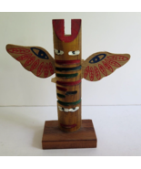 Vintage Souvenir Totem Pole Hand Painted, Carved CHEROKEE QUALLA RESERVA... - $28.49