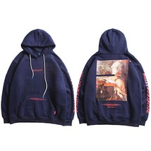 Men Hip Hop Hoodie Sweatshirt Retro Painting Print Harajuku Hooded Pullover Stre - $213.85