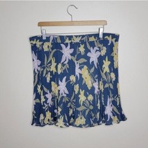 LOFT Outlet | Blue Yellow Green Floral Pleated Skirt, womens size XL - £12.90 GBP