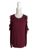 Seven7 Womens Maroon Red Cold Shoulder Casual Pullover Sweater w/Ruffle ... - £7.77 GBP