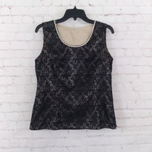 Blouse Womens XL Black Lace Sleeveless V Neck Side Zip Shell Career Sexy... - £15.04 GBP