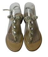 White Mountain Gold Leather Rhinestone Embellished Thong Sandals Sparkly... - $25.71 CAD