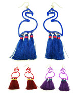 METAL FLAMINGO TASSEL RHINESTONE EYE FRENCH FISH HOOK DANGLE DROP EARRIN... - €5,16 EUR